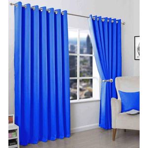 Royal blue curtains 2Pcs  and white light sheer 1pc for living room window and door
