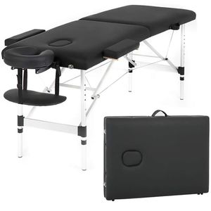 Portable Massage Table Adjustable Lightweight Aluminum Spa Bed Folding Facial Bed with Headrest Armrests Carrying Case 
