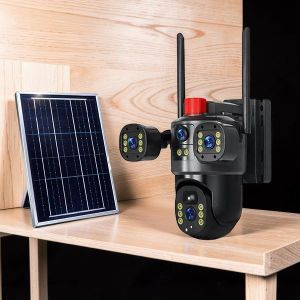 Remote View Monitoring Support Remotely Controlled 4G PTZ Triple Lens Solar Powered Camera