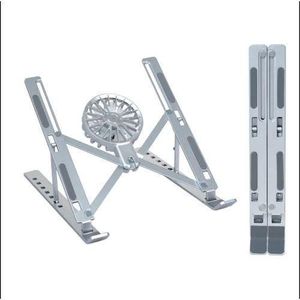 Foldable Laptop Cooler Stand - Silver, Adjustable Height, Supports Up to 15.6"