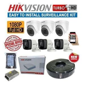 Hikvision 6 Full HD 2MP 1080P CCTV Camera Complete System Kit-500GB Hard Disk,8 CHannel DVR