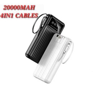 20000MAH Power Bank WITH 4 CABLES With USB C & MICRO INPUT OUTPUT - BLACK