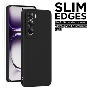 Soft Flexible Silicone Case for OPPO Reno 12, Shockproof Anti-Scratch Slim TPU Protective Back Cover (Black)