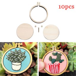 10 Pcs/set Wooden Mini Embroidery Hoop Ring Cross Stitch Frame Handmade  Pendant Crafts Embroidery Circle Sewing Kit