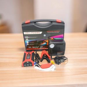 Stable Performance High Power 12V 99800mAh High Capacity High Power Emergency Car Jump Starter Battery Booster Power Bank with Tire Inflator Air Compressor Pump