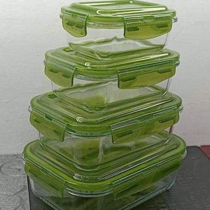  4PCS Borosilicate Glass Food Containers/ Food Storage Set