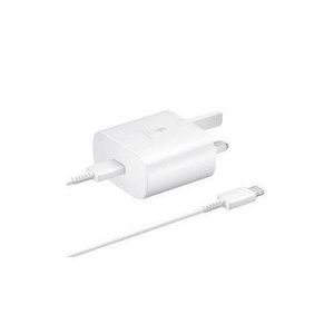 Samsung 25W USB C Plug For Samsung, SuperFast Charger Plug And Cable 1M, USB C Super Fast Charger For Galaxy S23 Ultra/S22+/S22 Ultra/S21/S20/A13/A14/A54 5G, UK Type C Charger Plug - White