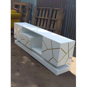 White and Gold Themed TV Stand – 5.5FT