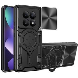Camera protector slide to open case with 360° rotating magnetic ring stand for Redmi note 15