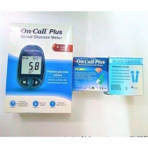 On Call Plus  GLUCOMETER FULL KIT ( Glucometer + Syringe + 50 Blood Test Strips+ 100 Sterilized Lancets)