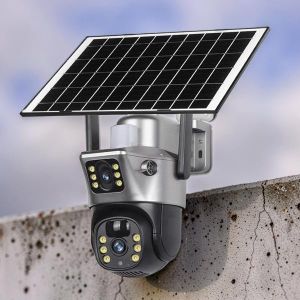 Continuous Operation 12MP 4G Simcard PTZ Rotating Dual Lens Outdoor Smart Security Monitoring Solar Camera