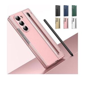 Electroplated Leather case with inbuilt stylus pen and front guard for Samsung Z Fold 5