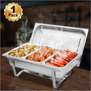 11ltr Foldable Stainless Steel Chaffing Dishes, Stainless Steel 8 QT Chafers And Buffet Warmers Sets With 3 Third Size Food Pan