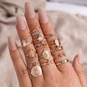 Rings Multiple Finger Stack Knuckle Band Crystal Set Womens Fashion Jewelry