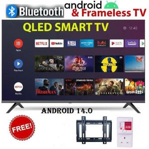 Vitron 32"Inch QLED TV Bluetooth Enabled Frameless Smart Android 14.0 & Digital TV Inbuilt Decoder Netflix YouTube App store, Wi-Fi Connectivity, Icast screen mirroring (1 YEAR WARRANTY)+FREE TV Guard + Wall Bracket