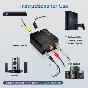 Digital to Analog Audio Converter Adapter Optical To RCA