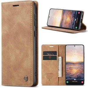 Caseme For Samsung Galaxy S21 Ultra 5G Suede PU Leather Wallet Case Flip Folio Stand View Shock-proof Book Matte PU Cover With Card/Cash Slots Kickstand Magnetic Closure