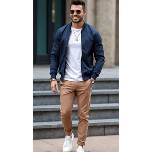 Men’s Bomber Jacket Outwear With Mandarin Collar