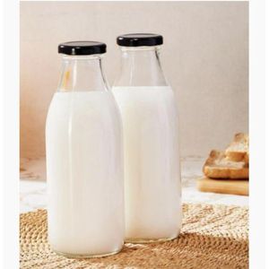 2pc 500ml glass milk bottles, perfect for smoothies and juice with Airtight steel Lids Storage jars