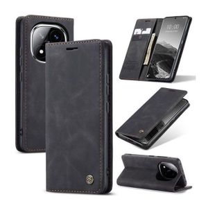  Caseme Wallet Black Retro Suede Leather Flip All-Round Protection Cover Case for Redmi Note 14 Pro 5G