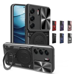 Camera protector slide to open case with 360° rotating magnetic ring stand for Camon 40