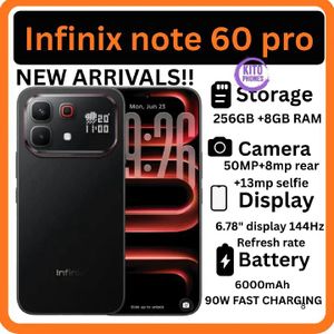 Infinix Note 60 Pro 256GB+16GB (8+8)GB RAM 6.78" 144Hz Screen Dual SIM Slim 5G Phone 50MP Camera 6000mAh Battery-1 YEAR WARRANTY