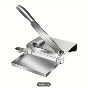 Easy-Clean Stainless Steel Manual Meat Slicer - Perfect for Frozen Beef, Vegetables, and Bones - Ideal Kitchen Gadget with Rectangular Blade, No Power Needed, Meat Slicer Machine