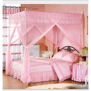Luxury Pink Mosquito Net Canopy Bed Net – Elegant 4 Corner Anti-Mosquito Net 