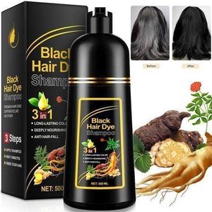 Augeas Black Hair Dye Shampoo 3 in 1 Hair Color Shampoo Instant Hair Dye Shampoo for Gray Hair, Herbal Ingredients Black Hair Shampoo for Women Men 100% Gray Coverage