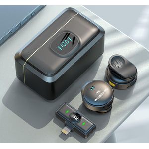 Wireless Lavalier Microphone System with Charging Case – Noise Cancelling Clip-On Mic for iPhone