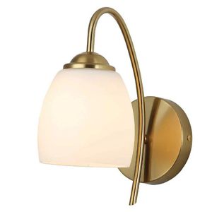 Tronic Classic Matte White Glass Wall Light with Brass Arm