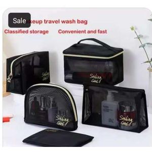 TRAVEL BLACK MESH COSMETIC BAGS