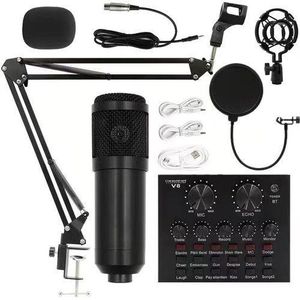 BM800 Condenser Microphone + V8 Sound Card Audio Effects + Stand
