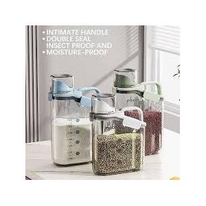 Airtight Cereal Dispenser & Grain Storage Container With Pouring Spout, Moisture-Proof Kitchen Pantry Organizer For Rice Beans And Pet Food