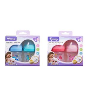 Momeasy 2 pack Wide Neck PP Feeding Bottle - With wide Breast-shaped Silicon nipple and anti-colic valve
