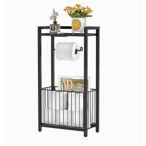 Bathroom Toilet Paper Holder Stand with Storage Rack – Freestanding Tissue Organizer Shelf