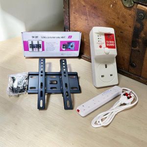 Affordable Quality Skilltech 15-43in Tilt TV Wall Mount Bracket + Power King 4Way Power Ext Cable + FREE FK TV Guard 