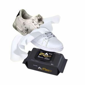 Portable Shoe Shine Cleaning Wipes 80 Pack - Disposable Sneaker Wet Wipes No-Rinse Stain Remover for White Shoes Polish Quick No-Wash Emergency Must Have