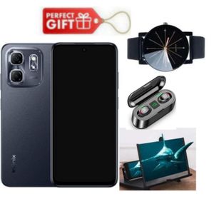 Infinix Hot 50i 6.7" HD+ Display, 4G Network, 6GB RAM (Expandable upto 12GB) + 128GB ROM, 5000MAh, Dual Sim- Black + Watch, F9 & Magnifier