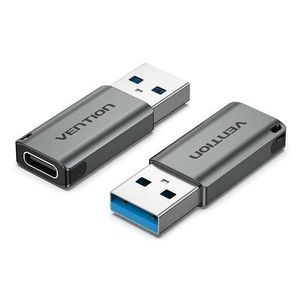 Vention USB 3.0 Male to USB-C Female Adapter, Gray, Aluminum Alloy Type – USB-A to USB-C OTG Converter for Data Transfer, Flash Drives & Peripheral Connectivity