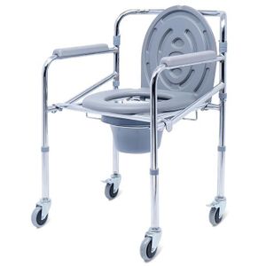 3-In-1 Commode Chair For Toilet Use With Castor Wheels, Easy To Move Portable Toilet Chair