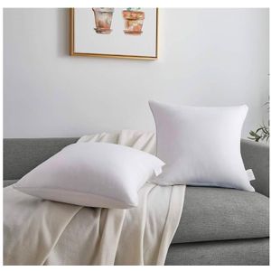 20 x 20 Throw Pillow Inserts (Set of 2) with 100% Cotton Cover - 20 Inch Square Interior Decorative Sofa Pillow Insert Pair - White Couch Pillow