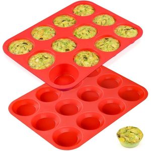 DULCEVO 2 Pack Silicone Muffin Pans – 24-Cup Non-Stick Cupcake & Muffin Baking Tray – Food Grade BPA-Free Silicone Mold for Baking Cupcakes, Cakes, Muffins, Cheesecakes & Desserts