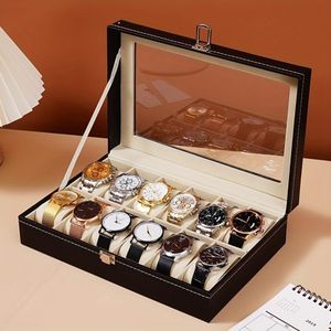 12 Slots Watch Organizer Storage Box – Dustproof Display Case