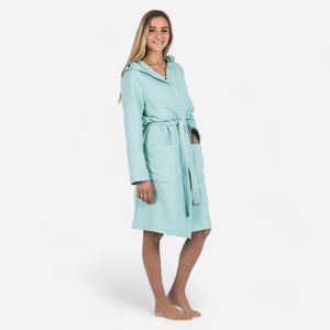 watko Women's compact microfibre pool bathrobe with hood light green - Celadon Green