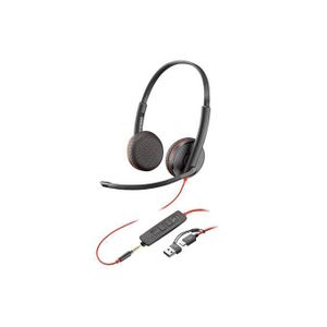 Jabra Poly Blackwire 3225 Wired Stereo USB-C Headset with Noise Cancelling Microphone USB-C to USB-A Adapter and 3.5mm Audio Jack HD Audio UC Certified Business Headset for Microsoft Teams Zoom Google Meet Cisco Webex Windows Mac PC Laptop Smartphone – 8X229AA