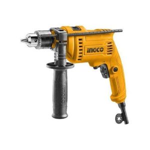 Ingco 680W Impact Drill, 680W 0-3000rpm 13mm Power Hammer Drills, Variable Speed Corded Drill Machine, Froward/Reverse Switch Electric Drill with Depth Gauge Home Improvement Construction Concrete - YELLOW