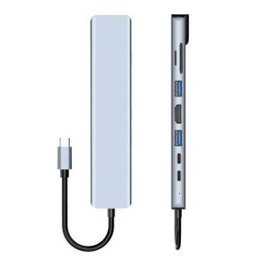 Multiport USB C Hub 8 In 1 Type C Adapter HDMI 4K USB 3.0 RJ45 LAN Dock Station