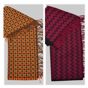 Butterfly Multicolored Pair of Shawls - 2 pcs - with colors   with orange and pink