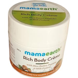 Mama Earth RICH BODY CRÈME With Shea Butter Peptides Milk Protein FOR STRETCH MARKS ITCHY SKIN cf